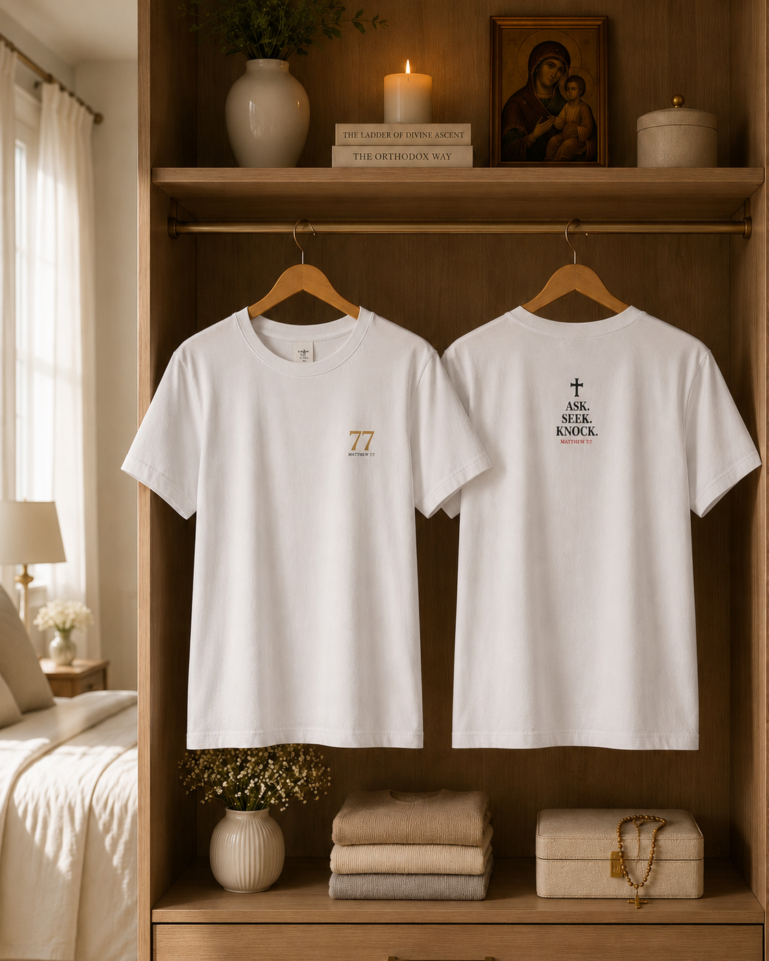 Women’s 77 — Ask. Seek. Knock. Tee