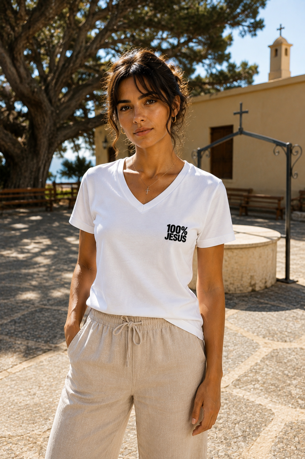 100% Jesus — Essential V-Neck Tee