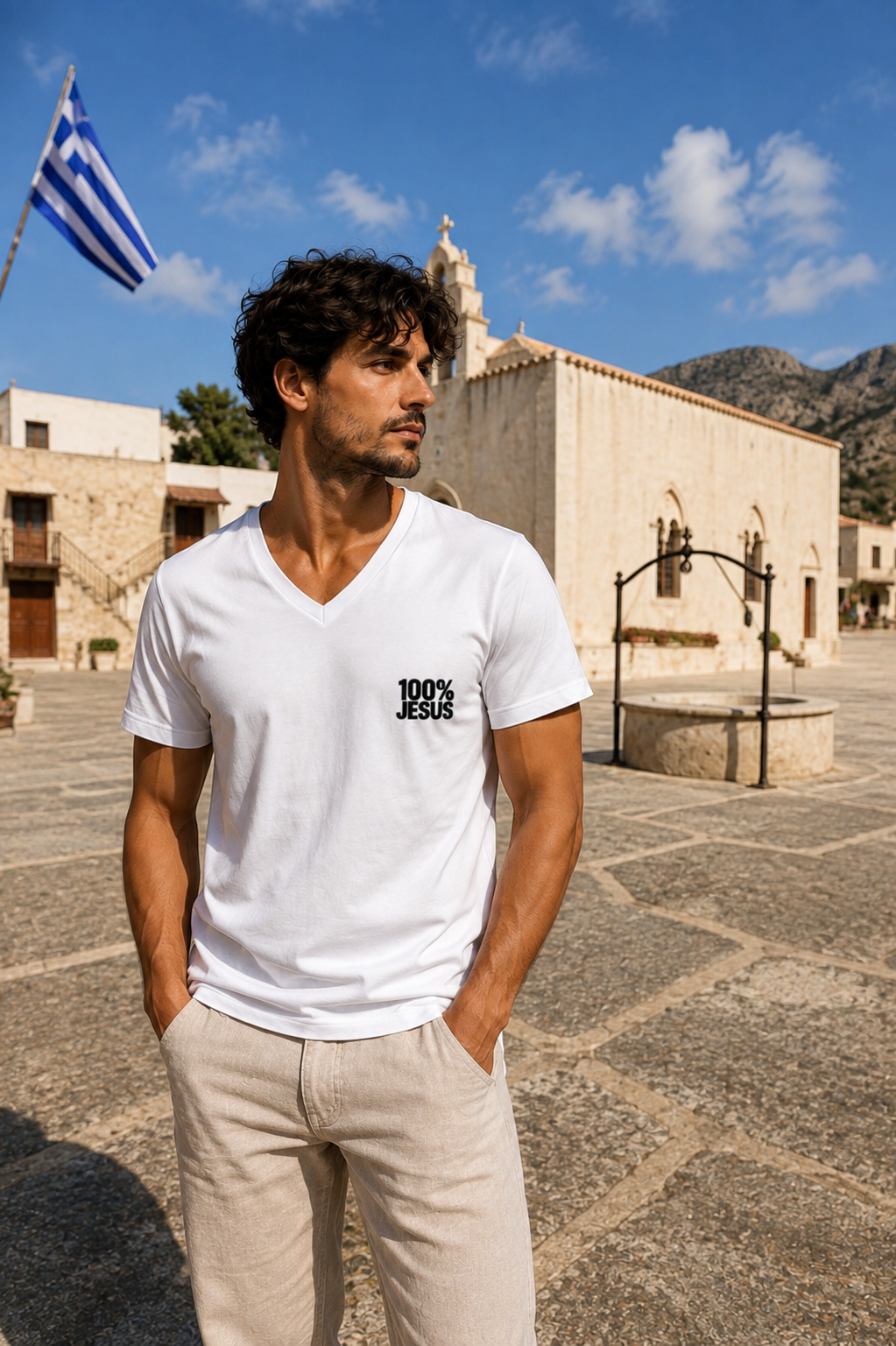 100% Jesus — Essential V-Neck Tee